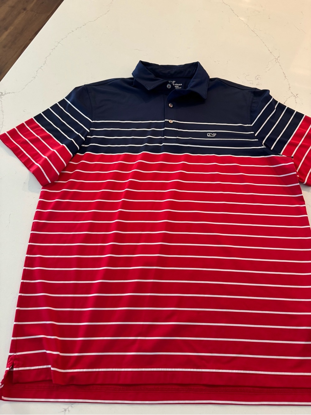 Vineyard Vines Navy, Red & White Striped Polo